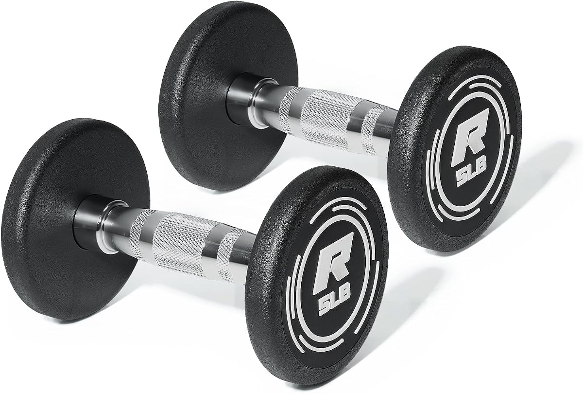 RitFit 5-250 LBS PVC Encased Round Dumbbell sets with Knurled Handle and Optional Rack, Strength Training Equipment for Home Gym | PVC Encased Round Design, Knurled Handle with Ergonomic Grip, Full Body Strength Training with Optional Rack