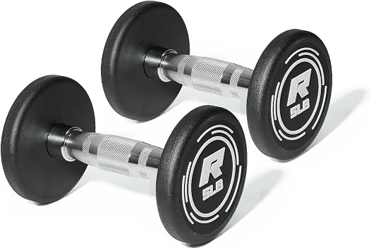 RitFit 5-250 LBS PVC Encased Round Dumbbell sets with Knurled Handle and Optional Rack, Strength Training Equipment for Home Gym