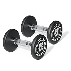 RitFit 5-250 LBS PVC Encased Round Dumbbell sets with Knurled Handle and Optional Rack Strength Training Equipment for