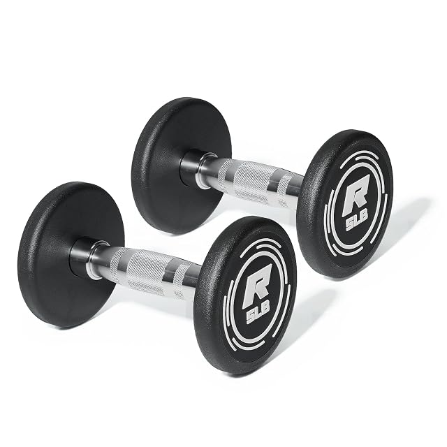 RitFit 5-250 LBS PVC Encased Round Dumbbell sets with Knurled Handle and Optional Rack Strength Training Equipment for