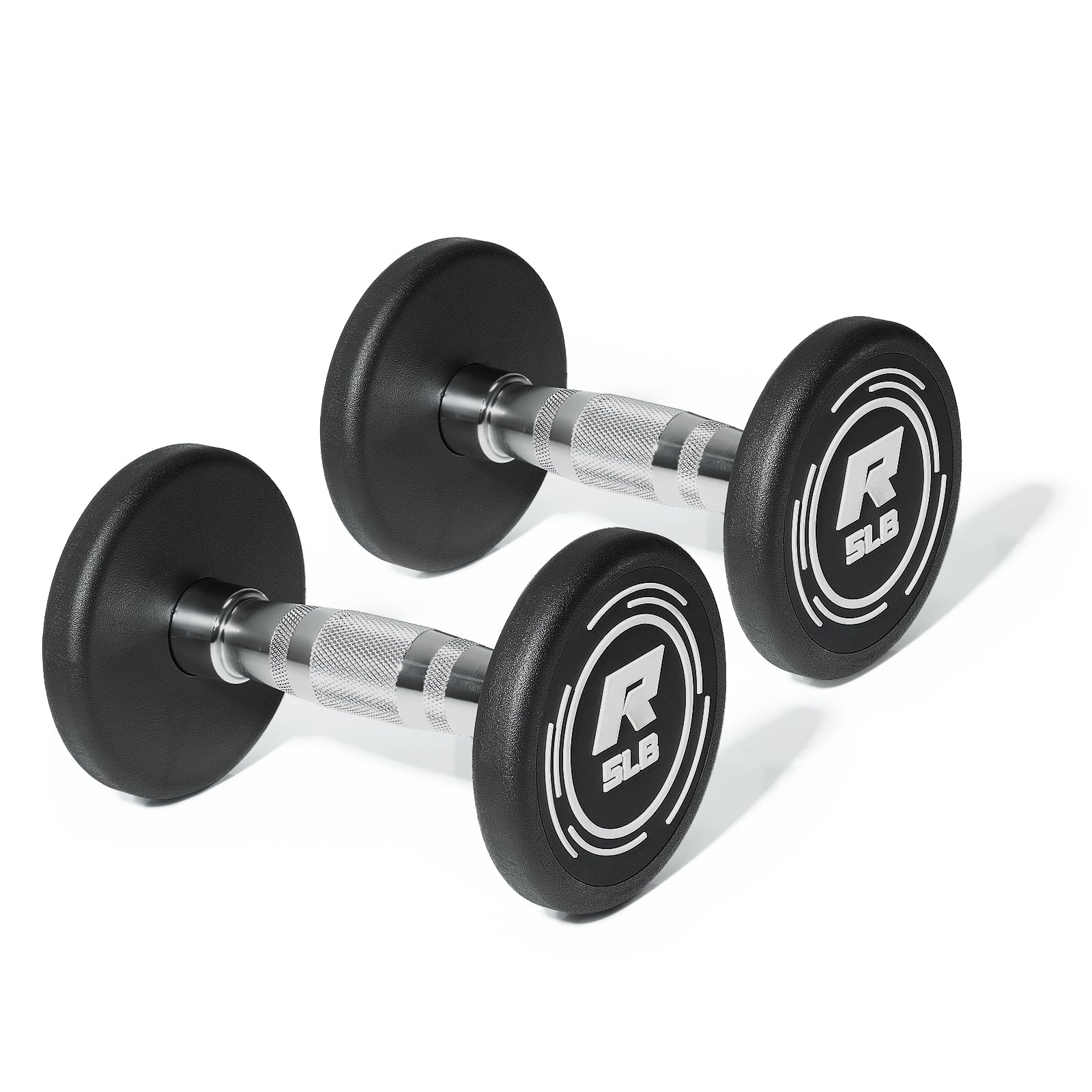 RitFit 5-250 LBS PVC Encased Round Dumbbell sets with Knurled Handle and Optional Rack Strength Training Equipment for