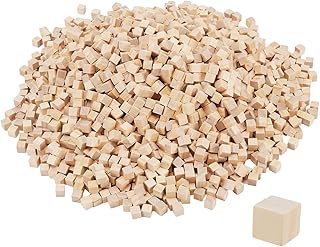 LEXININ 2000 Pcs Unfinished Wooden Cubes, 1x1x1 cm Blank Square Wood Blocks for DIY Craft Projects