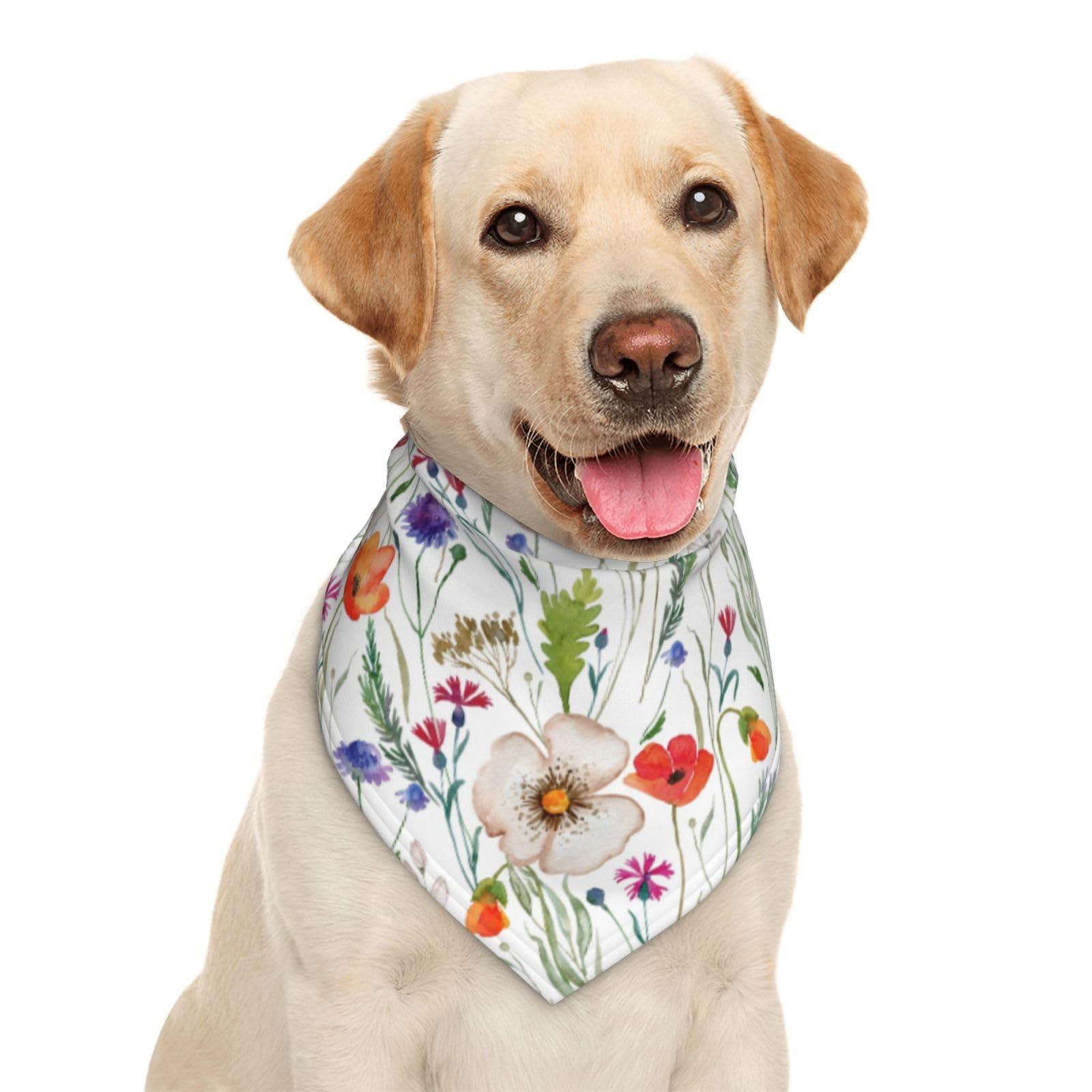 Wildflowers Green Herbs Floral Flowers Dog Bandana Scarf Triangle Bibs Pet Accessories Cat Kerchief