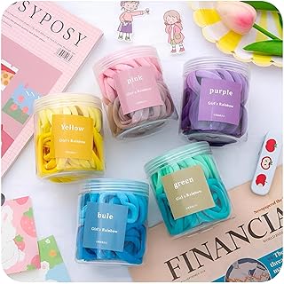 ربطات شعر - ربطات شعر مرنة من القطن نابضة بالحياة للشعر الكثيف والمجعد، مثالية لتسريحة ذيل الحصان والمظهر الأنيق (5 مجموعات بالألوان الموضحة)