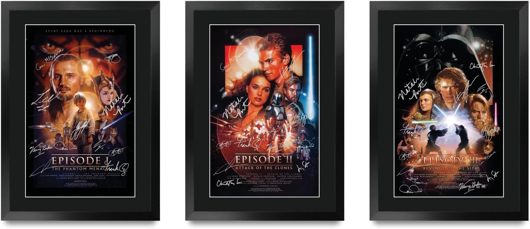 HWC Trading Prequel Trilogy Collection Natalie Portman 16 x 12 inch Gifts Printed Poster Signed Autograph Picture for Movie Memorabilia Fans - 16" x 12" Framed