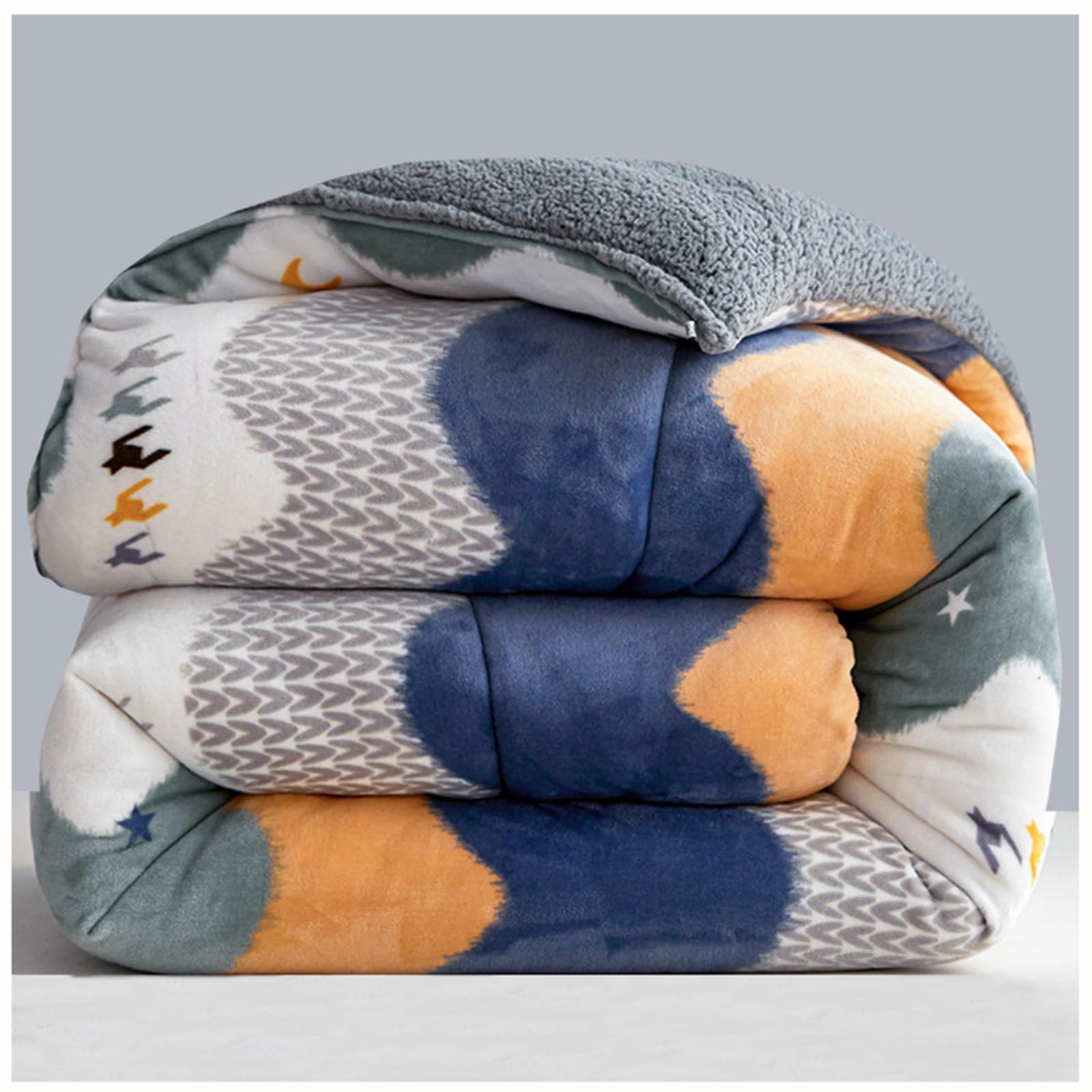 ZTGL Autumn and Winter Flannel Blanket, Thickened Soft Insulation Lamb Cashmere Quilt, Fluffy Double Sided Milk Velvet Comforter Core, Lightweight Duvet,F,200x230cm(4.0kg)