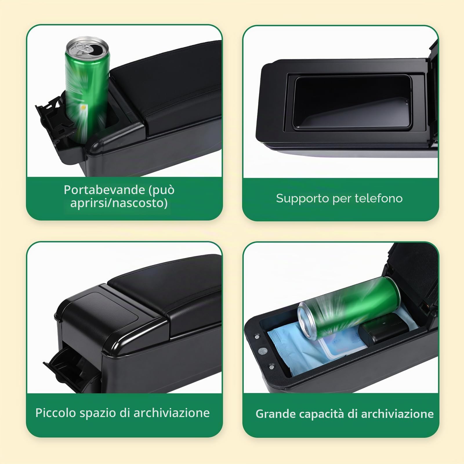 ZENVI Compatible with OPEL Meriva Braccioli 2003-2017 | Può essere come supporto gomiti,Braccioli,Console Centrale Organizer Immagazzinaggio Scatola,Doppio Spazio