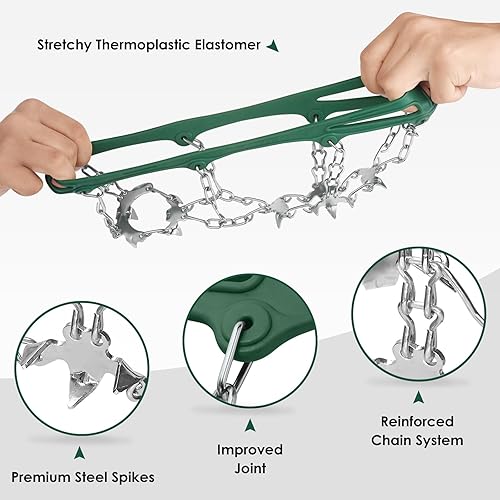 Miniatura 30 de Crampones para la nieve o el hielo, mejor tracción, buen agarre para botas, para hombre o mujer o niños, antideslizantes, con 19 puntas de acero