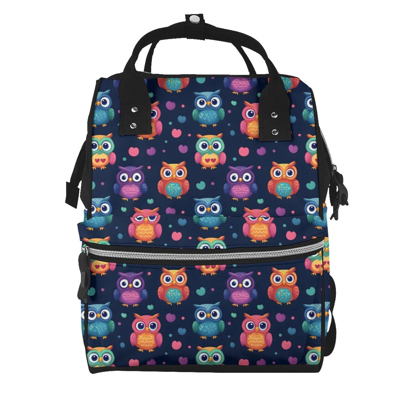 Wickeltasche mit süßem Eulen-Motiv, bunt, für Kleinkinder, Babys, Mädchen, Jungen, Wickeltasche für Mama, Papa, Mama, Reisetasche, Babytasche für Damen und Herren