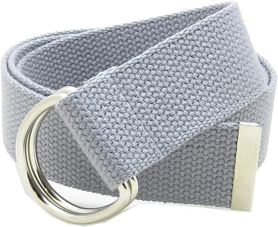 sunsnowCanvas Web Belt Double D-Ring Buckle 1.5" Wide with Metal Tip Solid Color
