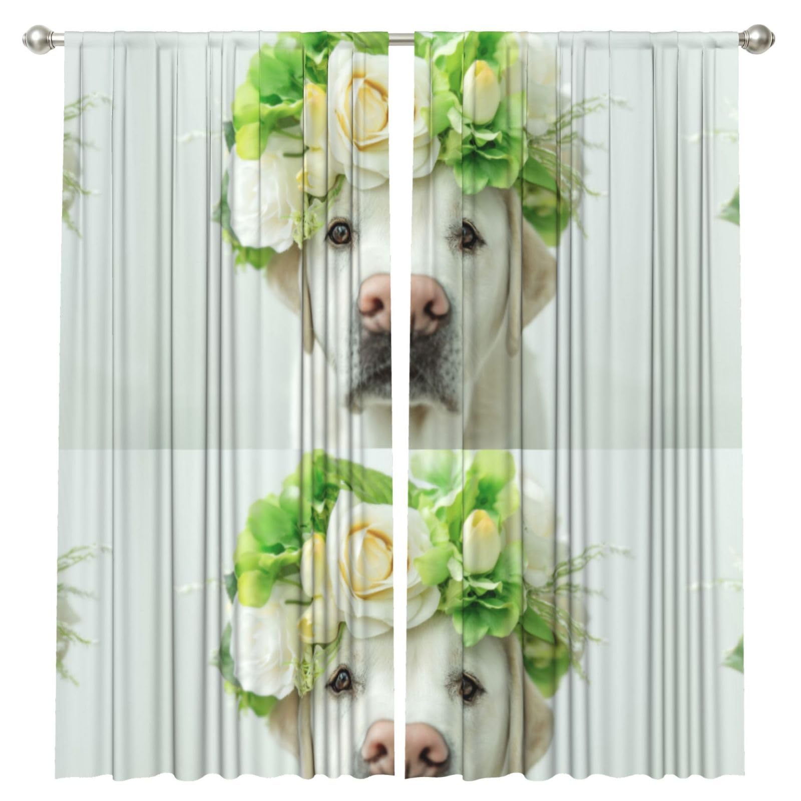 InOmak Funny Labrador Retriever Puppy, 2 Panels Window Curtains 52 x 84 Inch Blackout Curtains for Living Room Bedroom