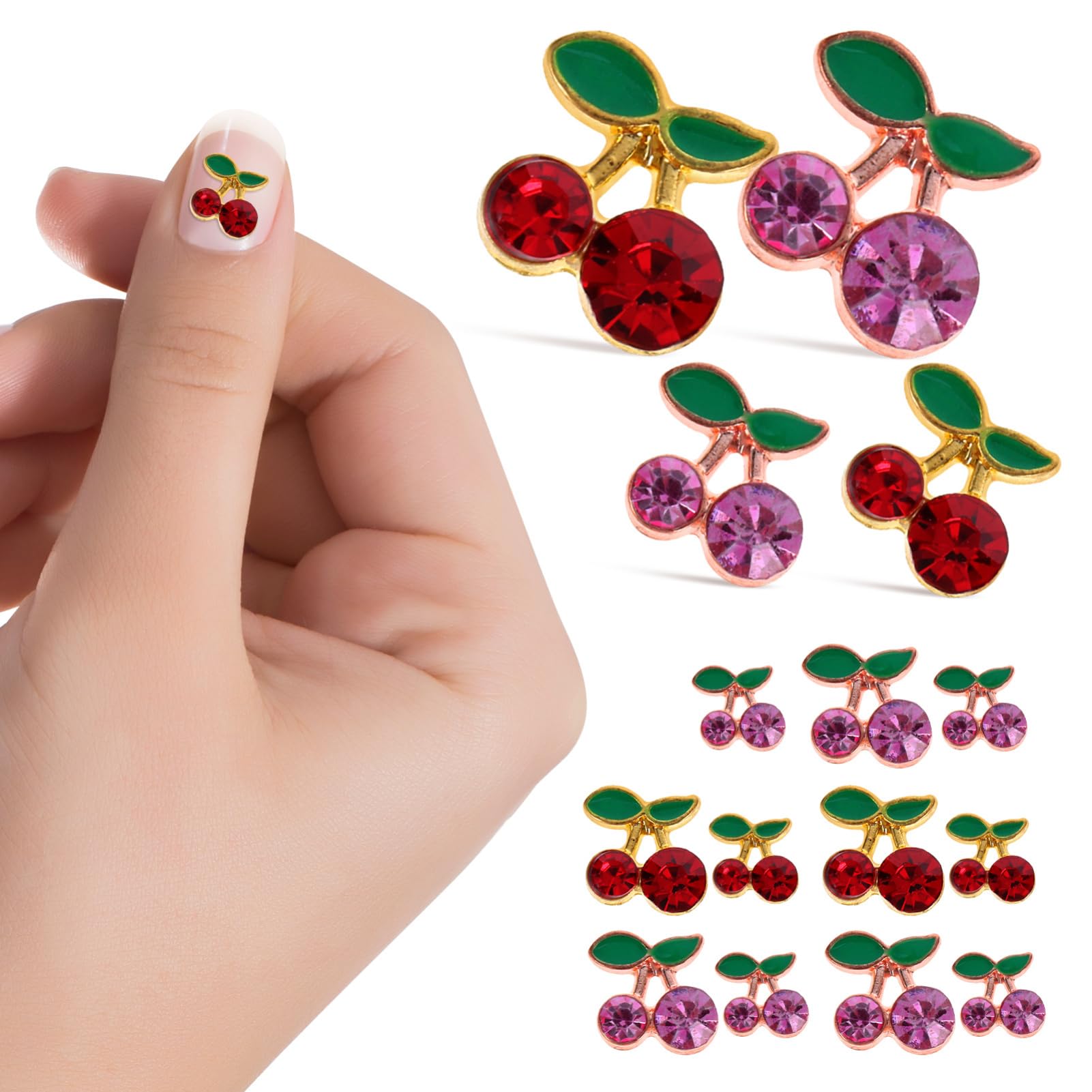 5 Ensembles Charms Ongles Cerise Décorations Nail Art Fête Faciles À Appliquer Pour Noël Et Événements Spéciaux 32 Pièces * 5