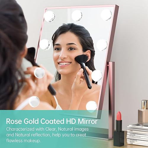Miniatura 3 de COSMIRROR Hollywood - Espejo de maquillaje con luces, espejo de maquillaje con luz LED con 9 bombillas regulables y 3 modos de iluminación de color,
