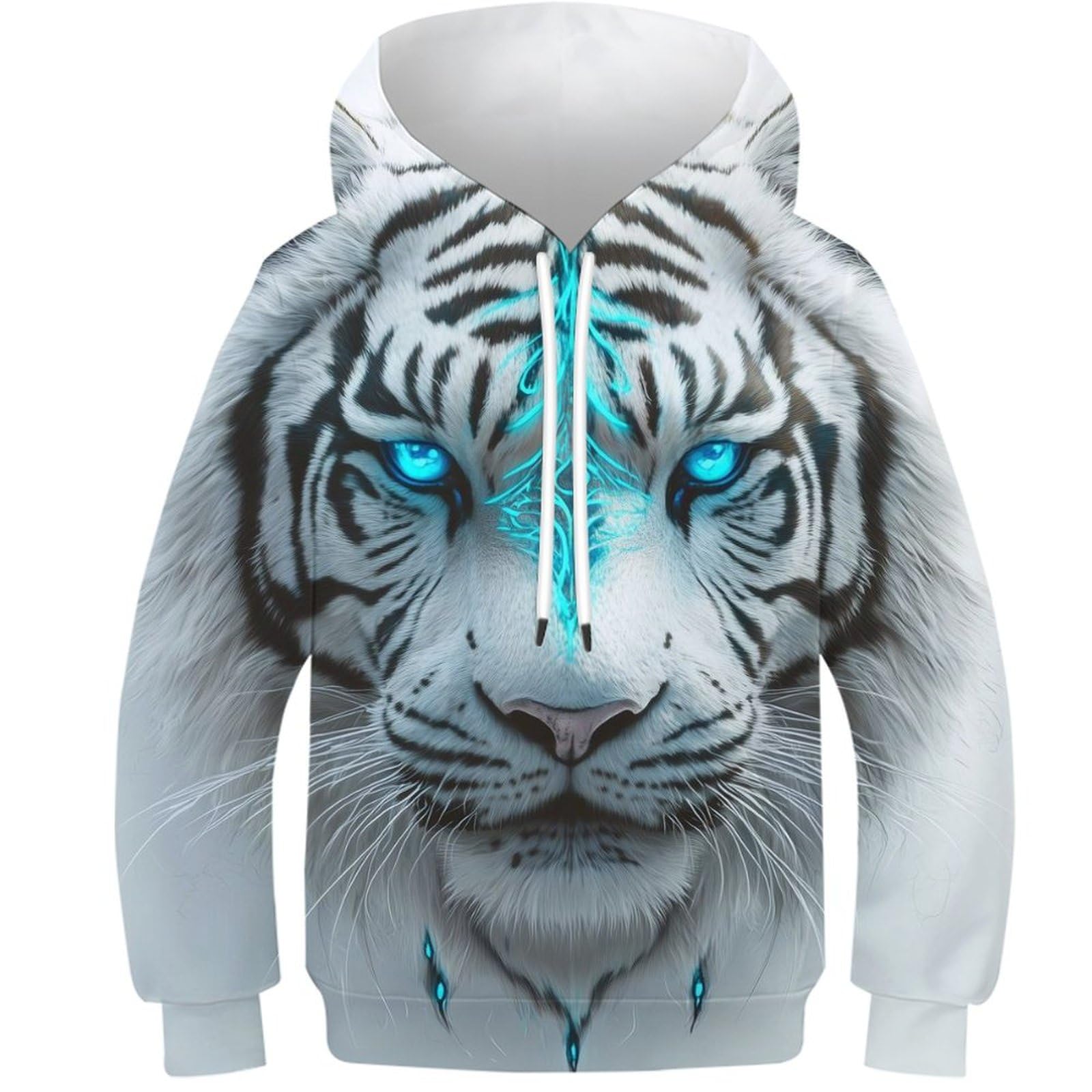 DHBANEIOK Teen Girl Boy Tiger Hoodies 3D Kids Funny Printed Pullover Hooded Sweatshirt Pockets Age 8-10Y