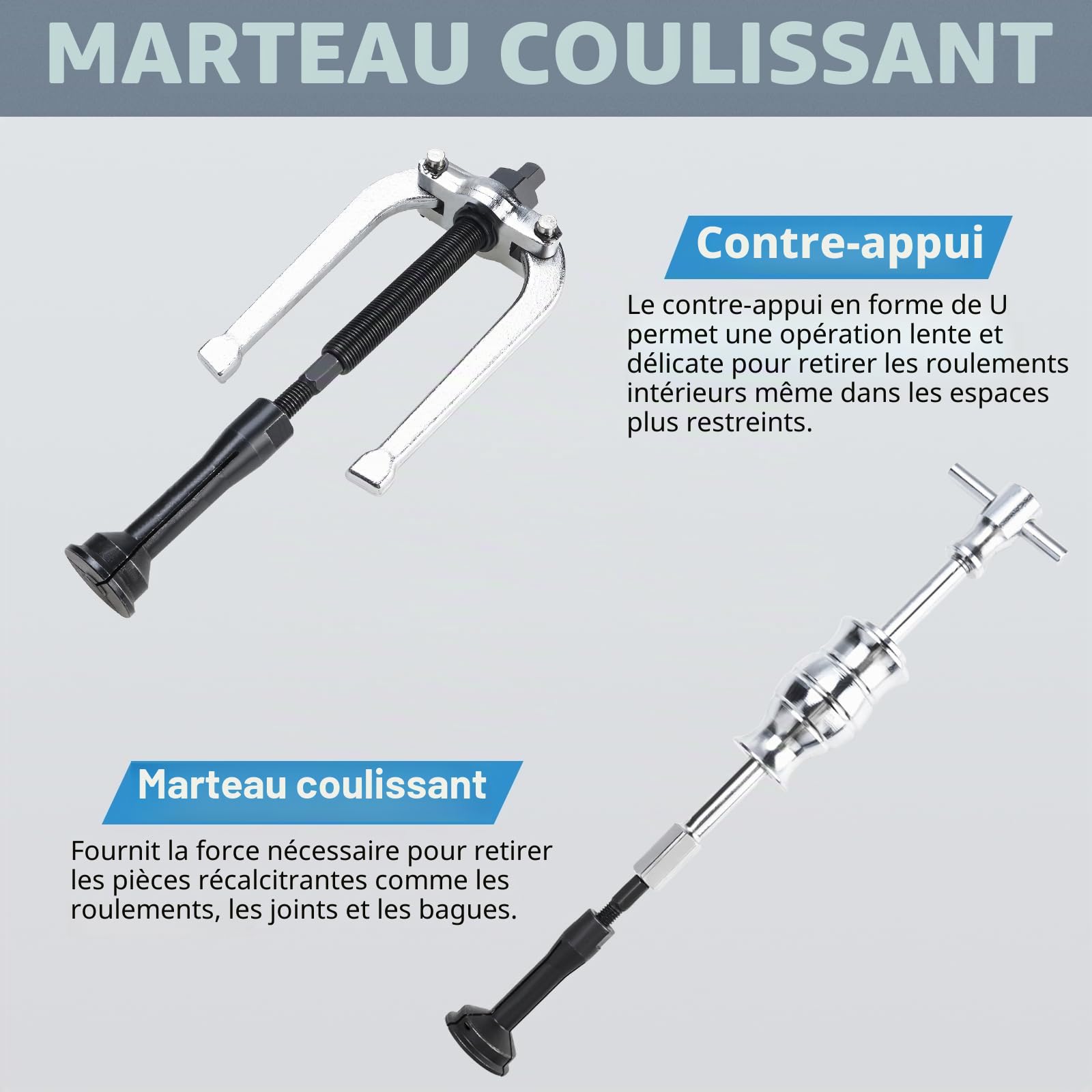 BOOMSTART 16pc Extracteur de Roulement Interieur, 5-58mm Arrache Roulement Interieur, Extracteur de Roulement à Inertie, Arrache Roulement Interne avec Marteau pour Moto Voiture Velo (Rouge)