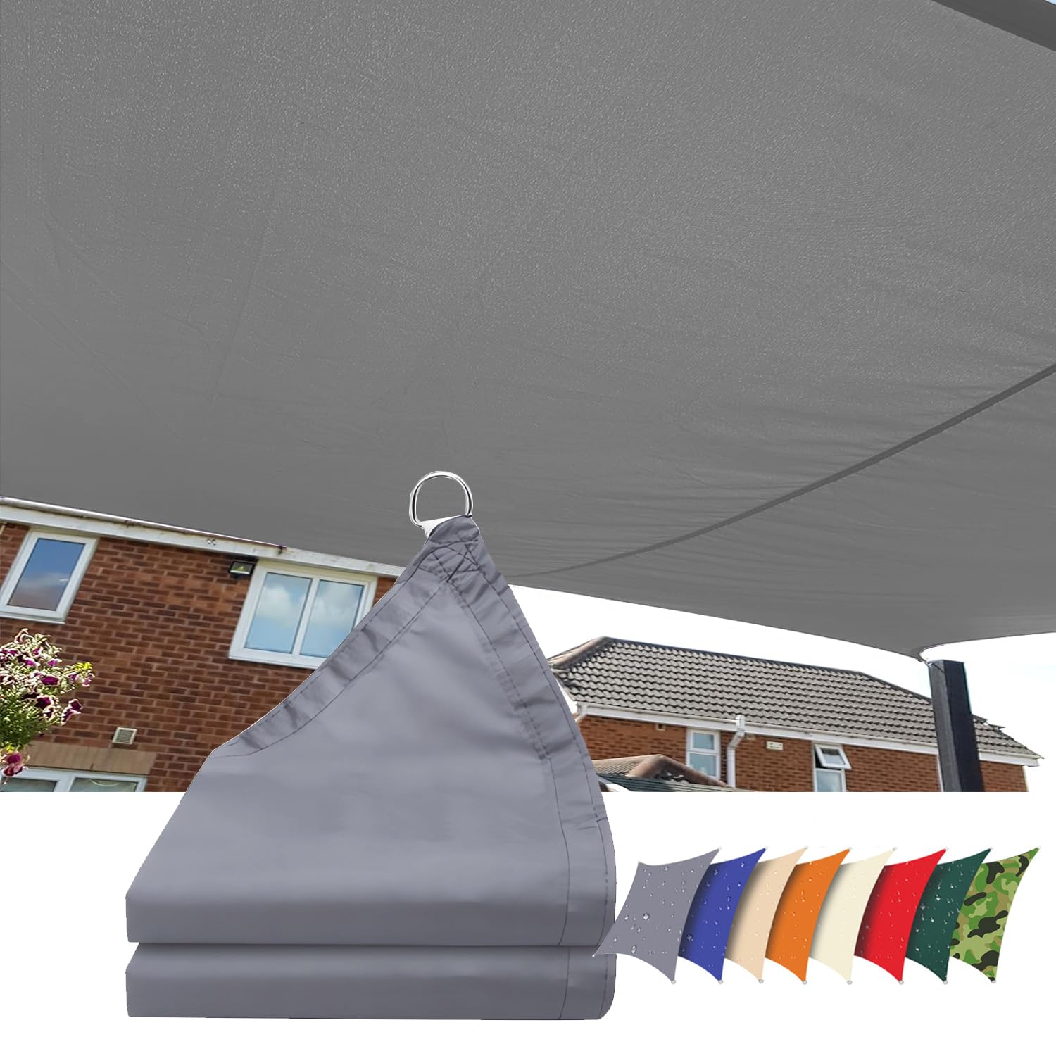 Toldo Vela de Sombra Impermeable,Toldos de Vela Rectangular 4x5m,Toldos Exterior Terraza Protección UV 95%,para Jardin, Balcón, Patio.(Gris)