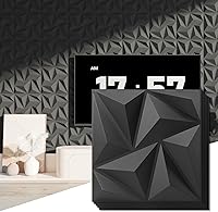 Art3d Black 3D PVC Wall Panels 20 Pack (11.8x11.8", 19 Sq Ft) - Waterproof Glue-Up Decor for Living Room, Bedroom, Office