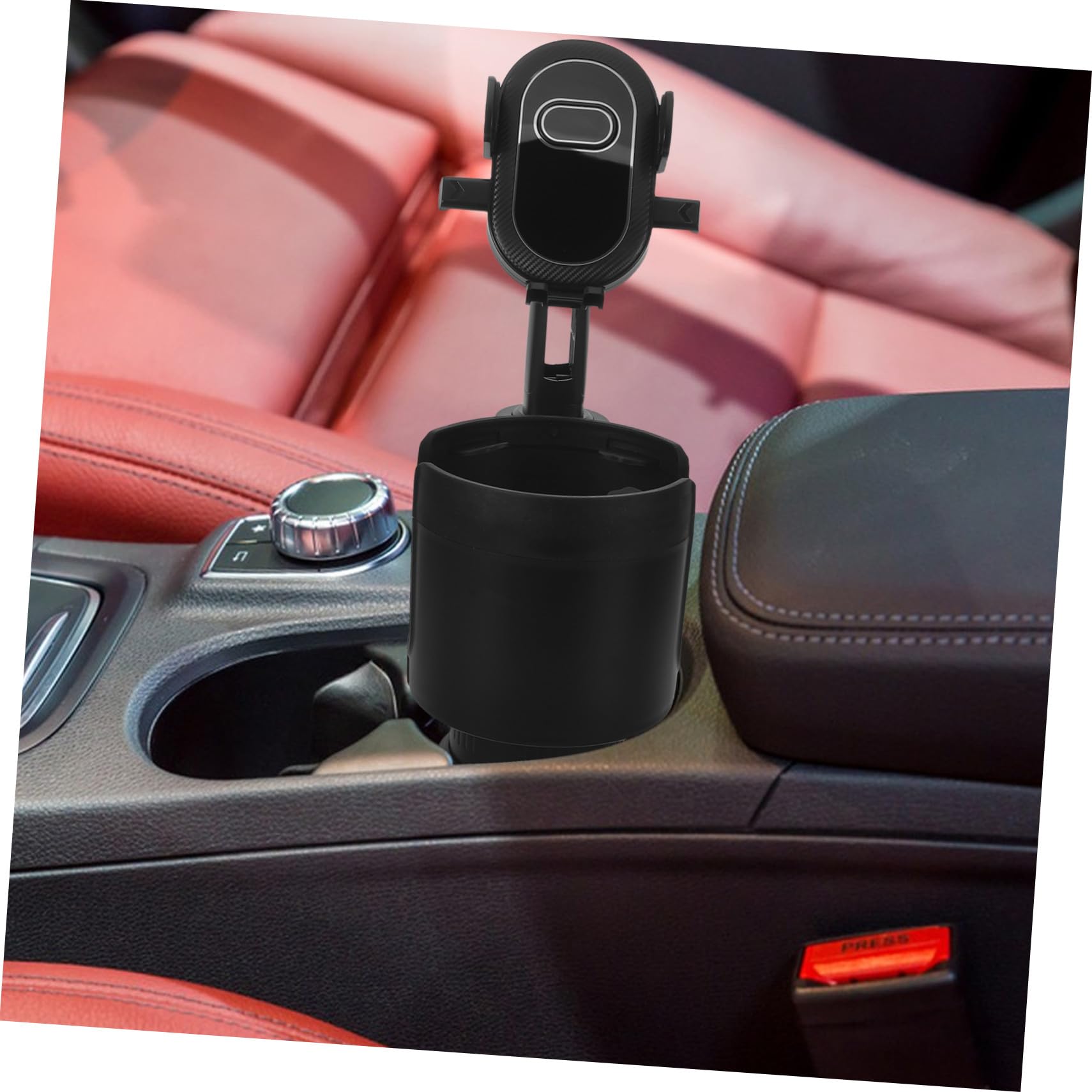 Supporto Auto per Cellulare e Portabicchieri Supporto Smartphone Organizza Bicchieri e Dispositivi Installazione Rapida Materiale Resistente