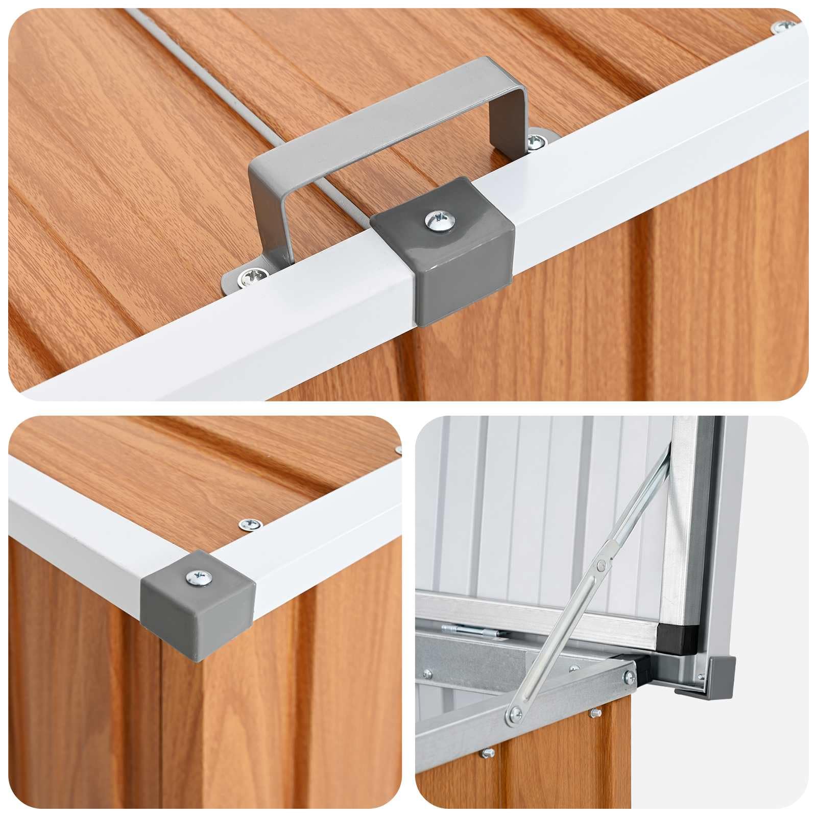 Scatola portaoggetti in legno per esterni, in acciaio zincato, 129 x 67 x 65 cm, resistente alle intemperie, con coperchio ribaltabile, versatile per giardino, balcone, terrazza e come