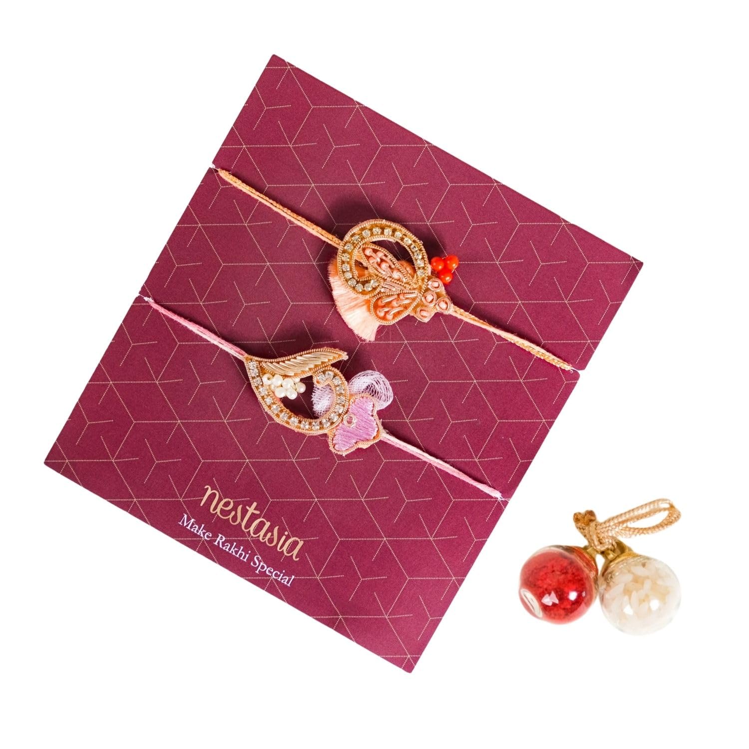 Nestasia Colourful Rakhi Gift Set For Bhai | Rakhi Combo for Brother | 2 Rakhi with Roli-Chawal, Greeting Card & Gift Box - Perfect for Rakshabandhan (B0D6KHWG9Q) Amazon Price History, Amazon Price Tracker