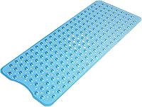 AmazerBath Non-Slip Shower Mat 40x16 Inches with Suction Cups & Drain Holes - Safe Bathtub Mat for Elderly, Kids & Tubs, Clear Blue