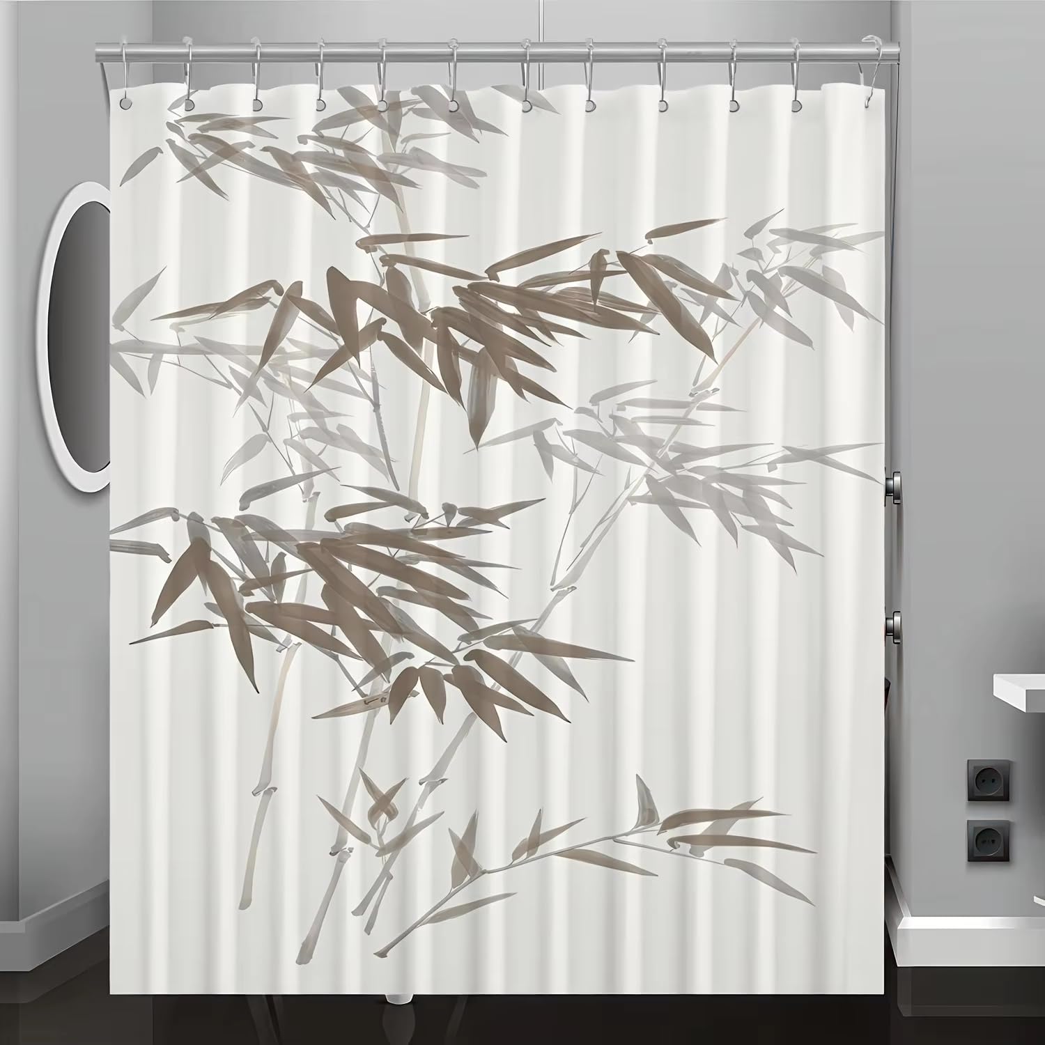 Rideau de douche anti-moisissure imperméable motif bambou 160x200 pour sol toujours sec