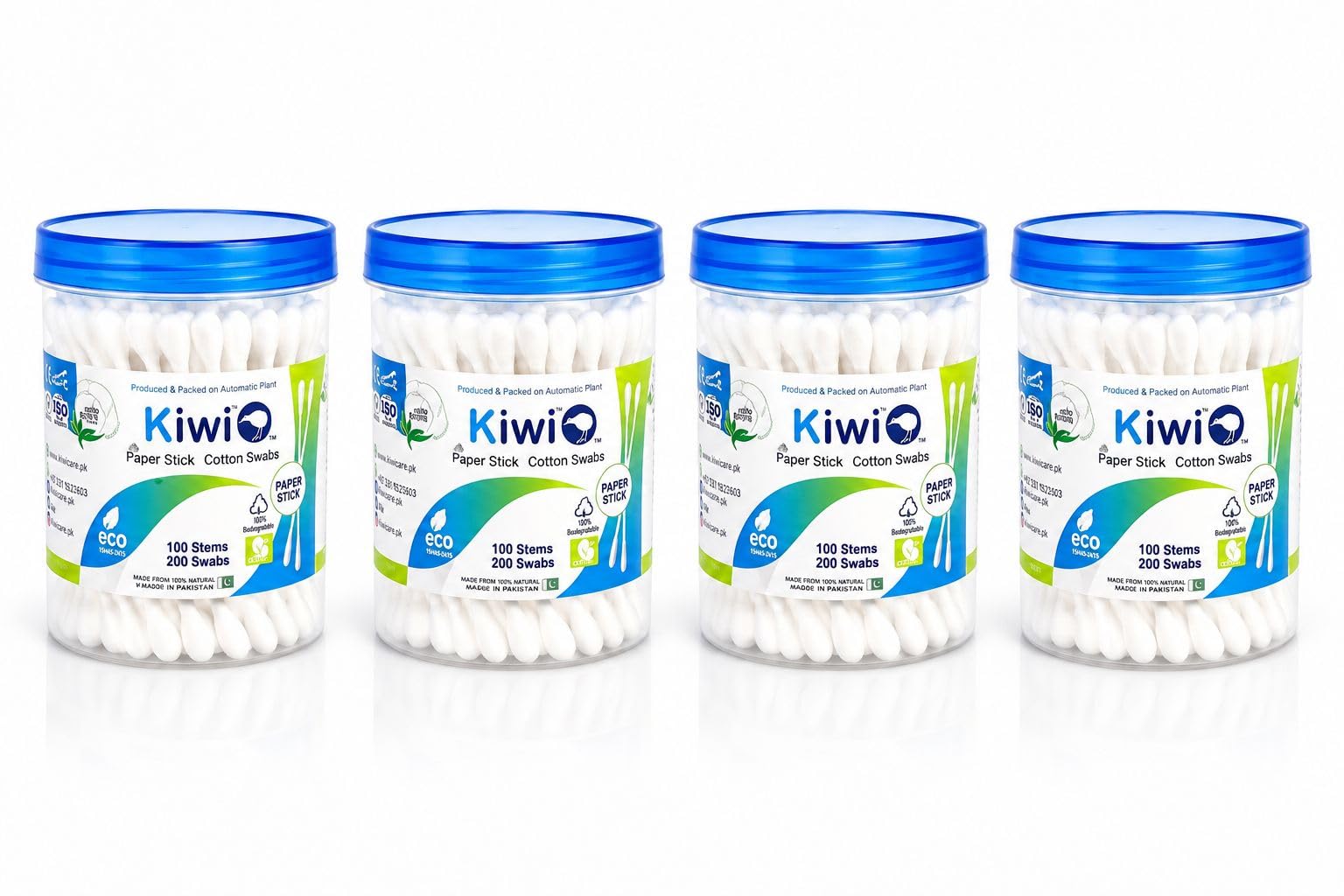 Kiwi™ Paper Stick Cotton Swabs Pack of 4, 100 Stems Each | 100% Pure Cotton Tips, Biodegradable Stick, Safe for Kids & Adults, Double-Ended Swabs, Multipurpose Use-image-5