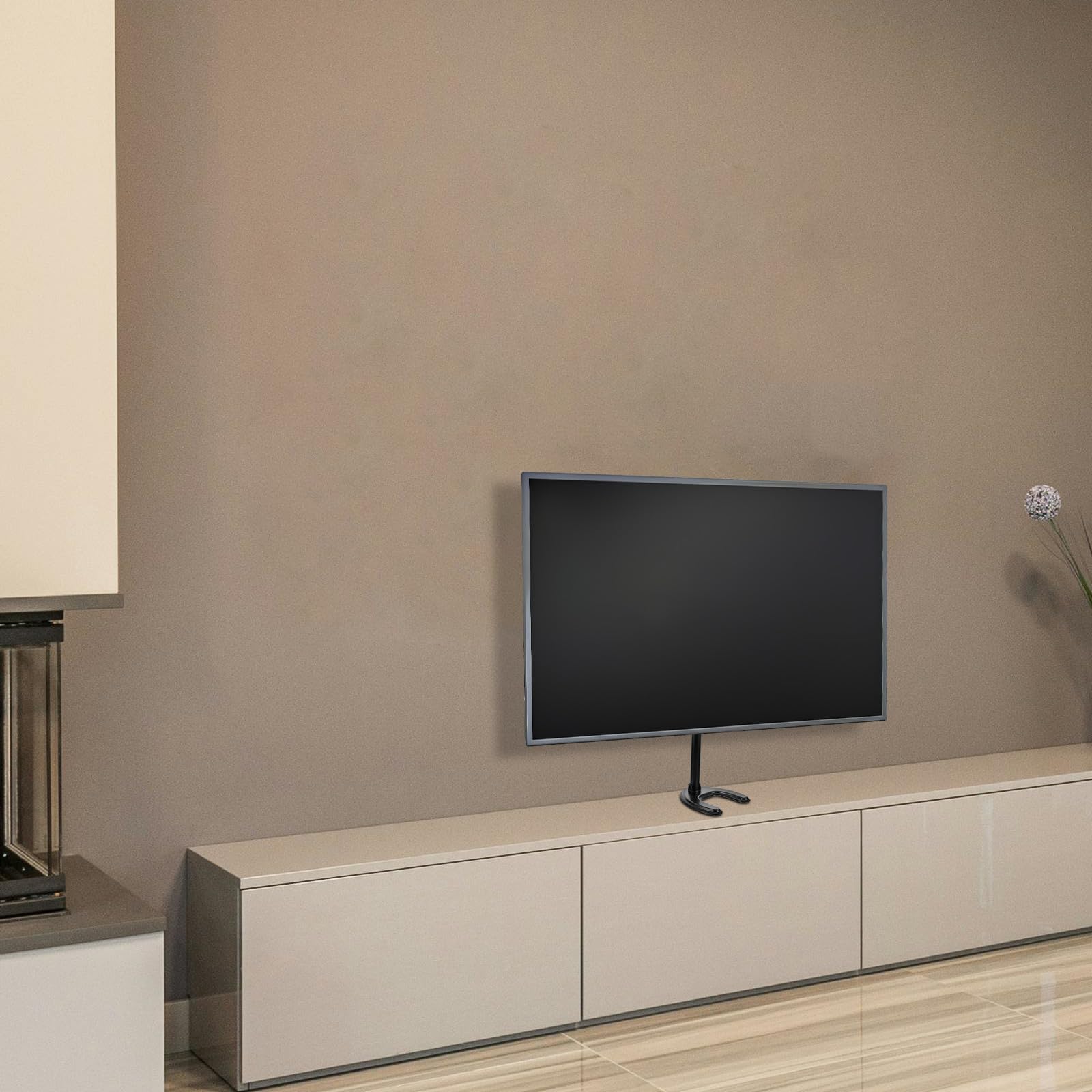 Soporte de Pantalla para TV y Monitor Base Estable de Aleación de Aluminio Negro, Soporte Seguro y Resistente Adecuado para Mesas de Televisión