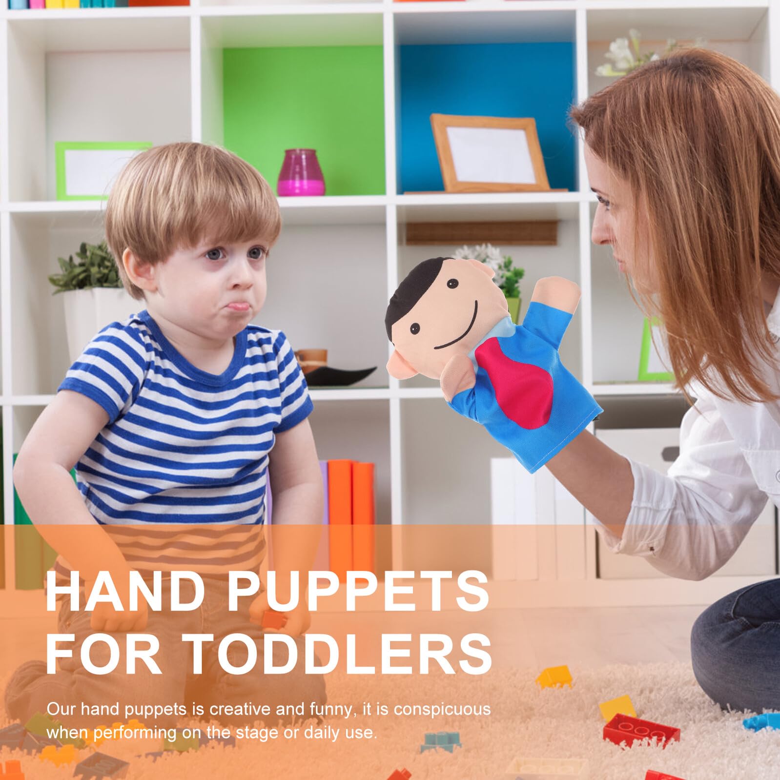Gatuida Set Burattini a Mano Famiglia 4 Pezzi per Piccoli, Pupazzi di Peluche per Narrazione e Spettacoli Teatrali, Giochi di Ruolo e Intrattenimento Educativo