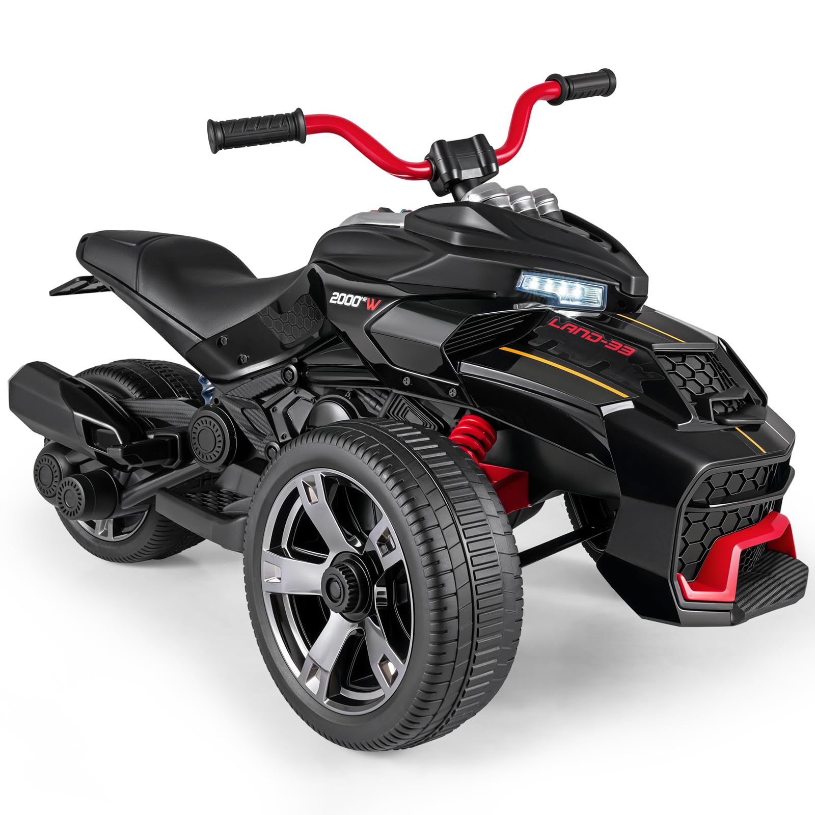 COSTWAY Elektro Quad Kinder, 12 V Kinderquad 3–7 km/h mit 3 Rädern, Schwarz