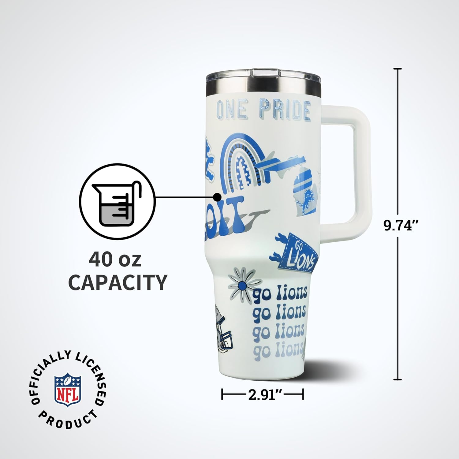 The Memory Company Officially Licensed NFL Game Day Tumbler - 40oz Stainless Steel Double-Wall Insulated Team Color Bling Cup with Team Logo, NFL Licensed Sports Travel Mug with Lid & Straw - Image 4