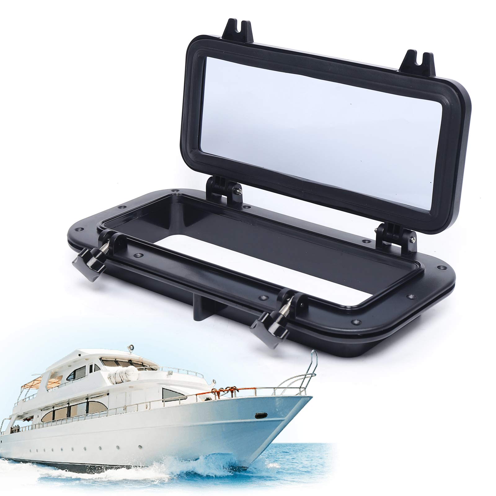 ATIVLB Boat Marine Yacht Porthole Window, 400 x 200 mm, ABS Plastic, Clear, Passenger Side, Boats