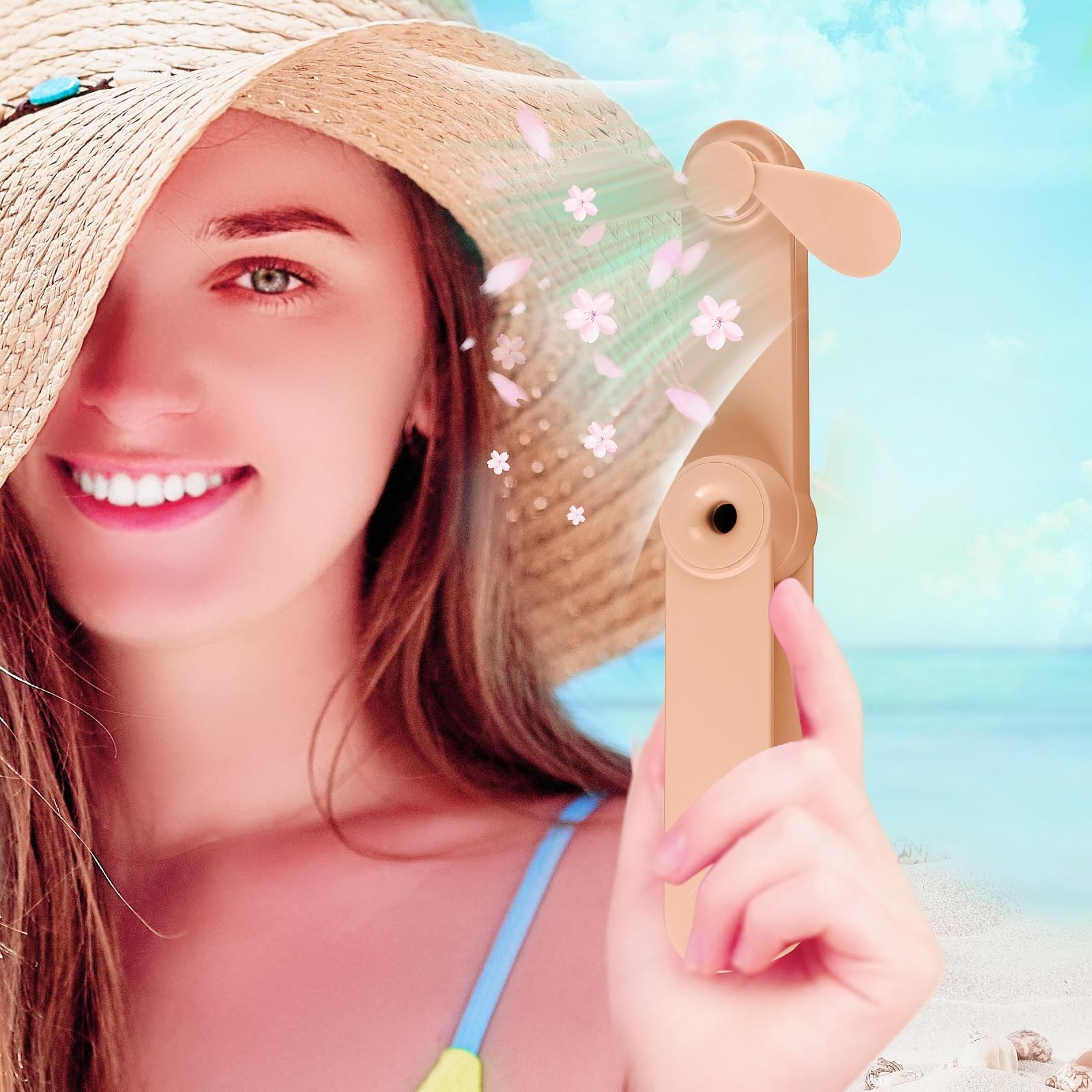 Dicross Portable Mini Handheld Fan,Small USB Rechargeable Portable Hand Held Fan for Travel Makeup Eyelash Outdoors