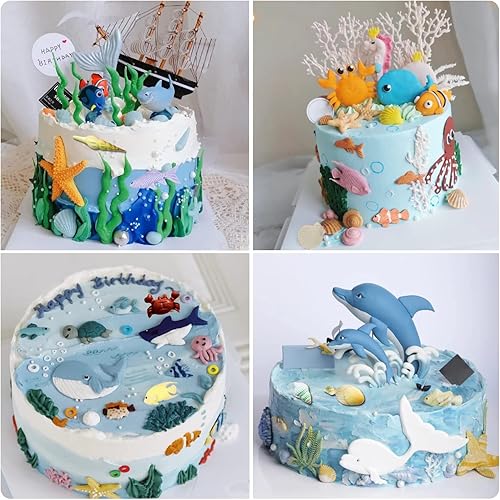 Miniatura 6 de Mujiang Molde de silicona para fondant de temática marina, algas, cangrejo de mariscos, conchas de coral, conchas y conchas para bricolaje,