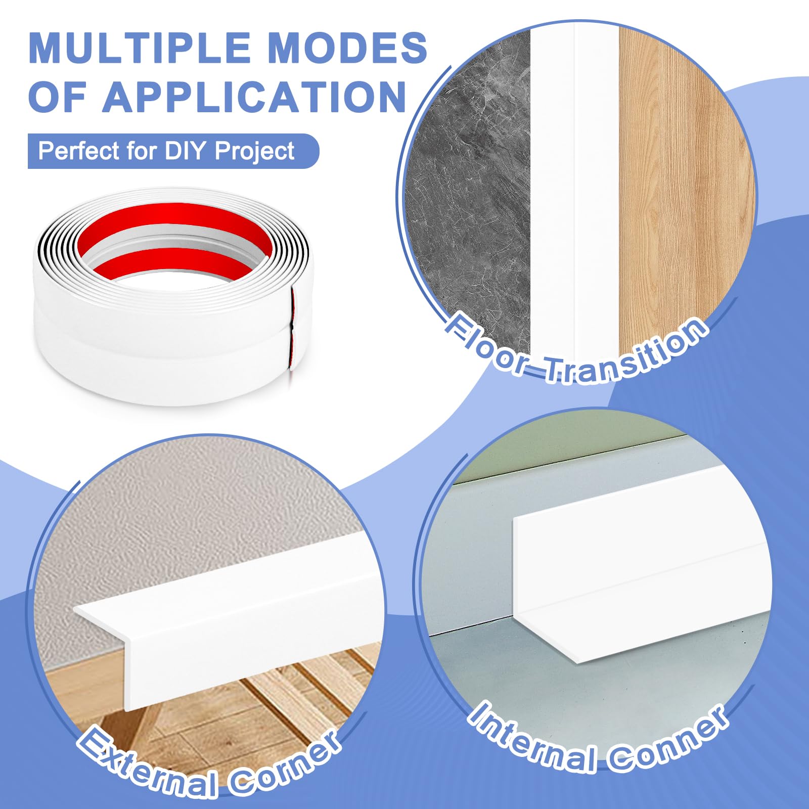 Molduras Decorativas Autoadhesivas Flexible Moldura de Pared bandas de protección de Bordes para Protección de Esquinas y Techos (Blanco brillante, 4cm×3m)