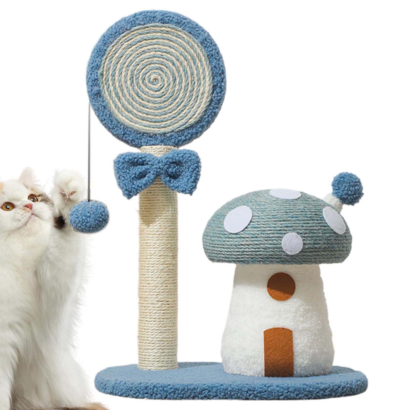 Albero Rampicante per Gatti Tiragraffi in sisal a fungo, accogliente | Centro Attività Torre Grattatoio Gatti per Casa Dormitorio Appartamento Piccoli Spazi e Area Giochi