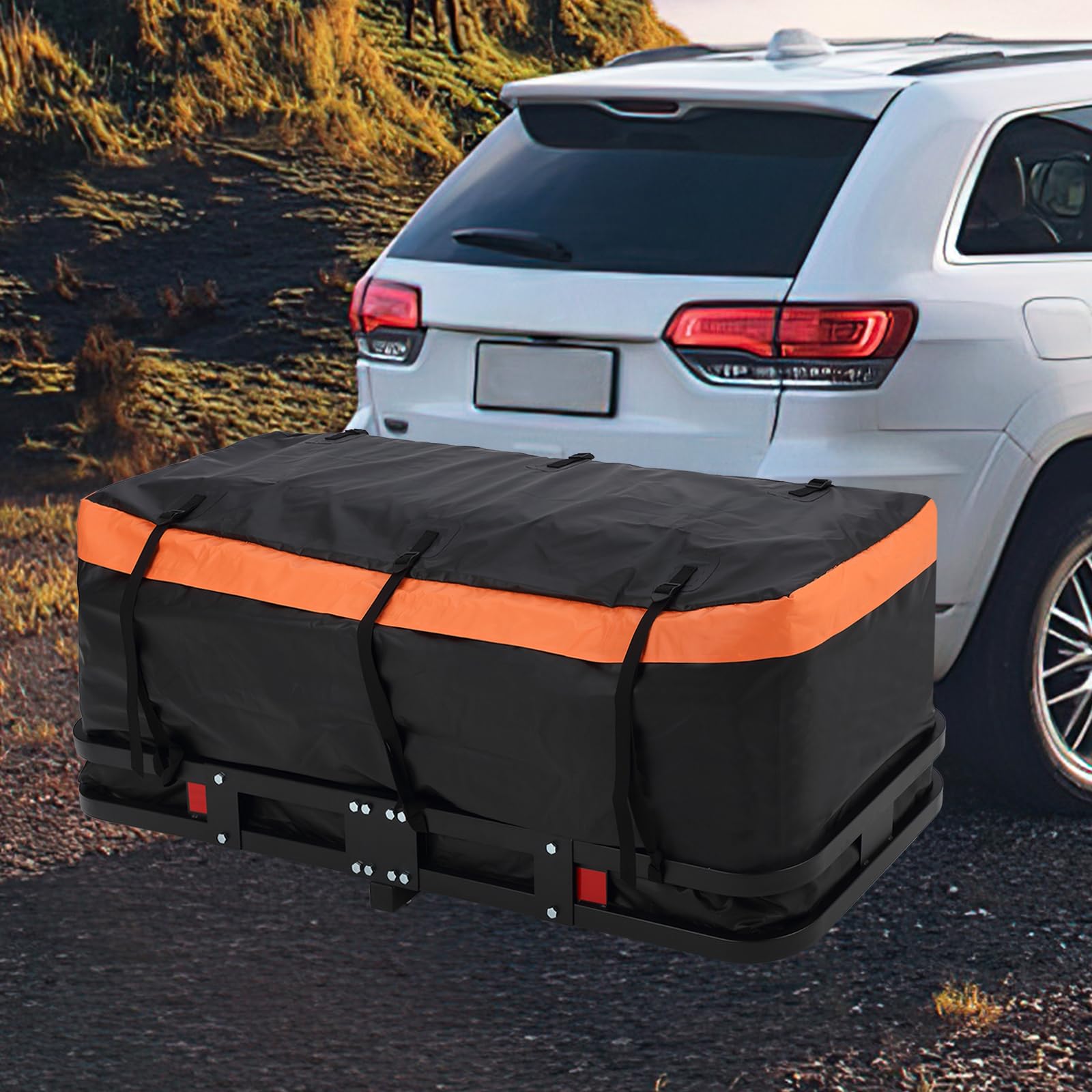 Gepäckträgerkorb für Anhängerkupplung, 152,4 x 61 x 15,2 cm, trägt 227 kg, mit Netz und Gurten, kompatibel mit 5,1 cm Empfängern, perfekt für SUVs und Autos