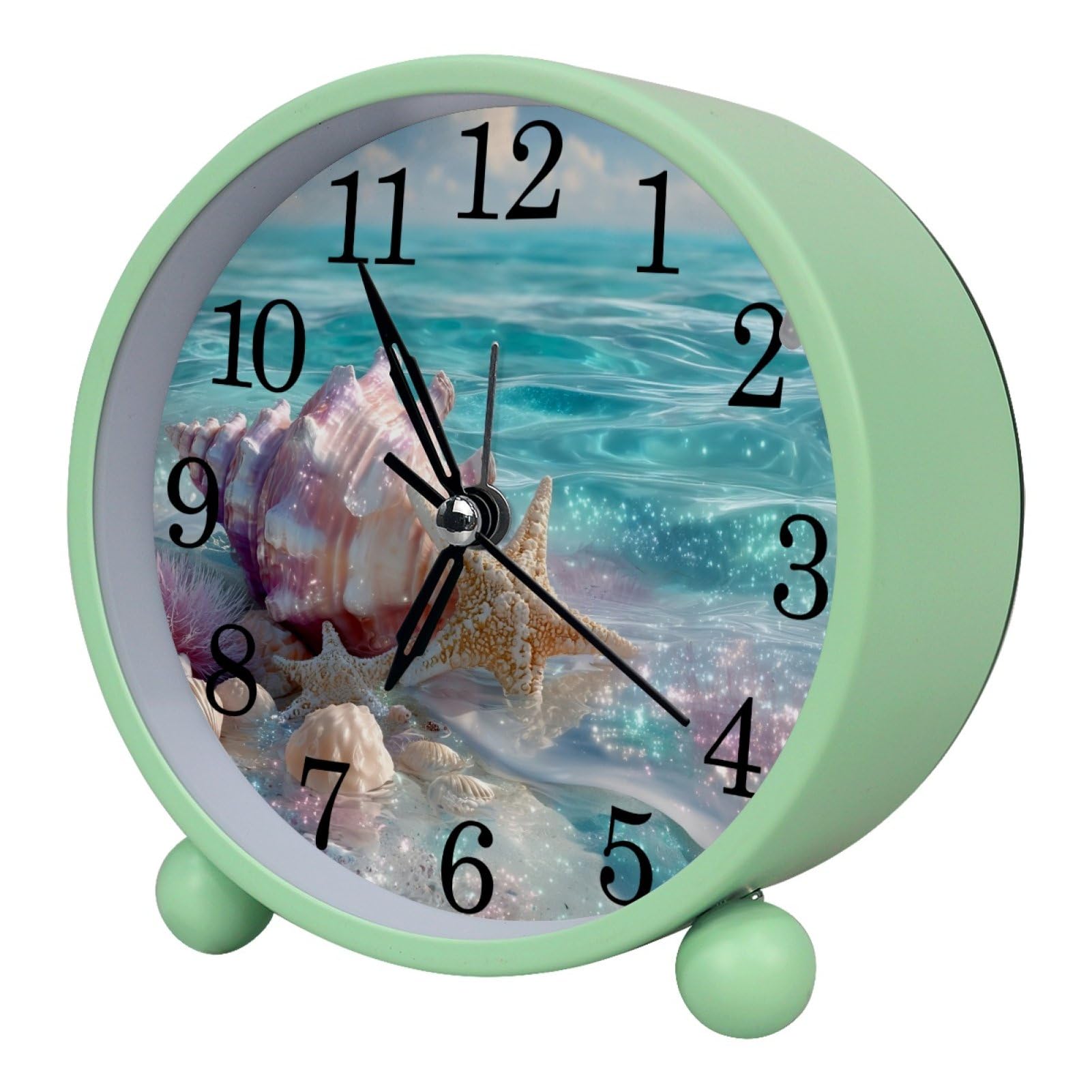 etoenbrc Watercolor Butterfly Silent Analog Alarm Clock Small Battery Operated Clock Slient Plastic Table Clock for Living Room Bedroom Color258
