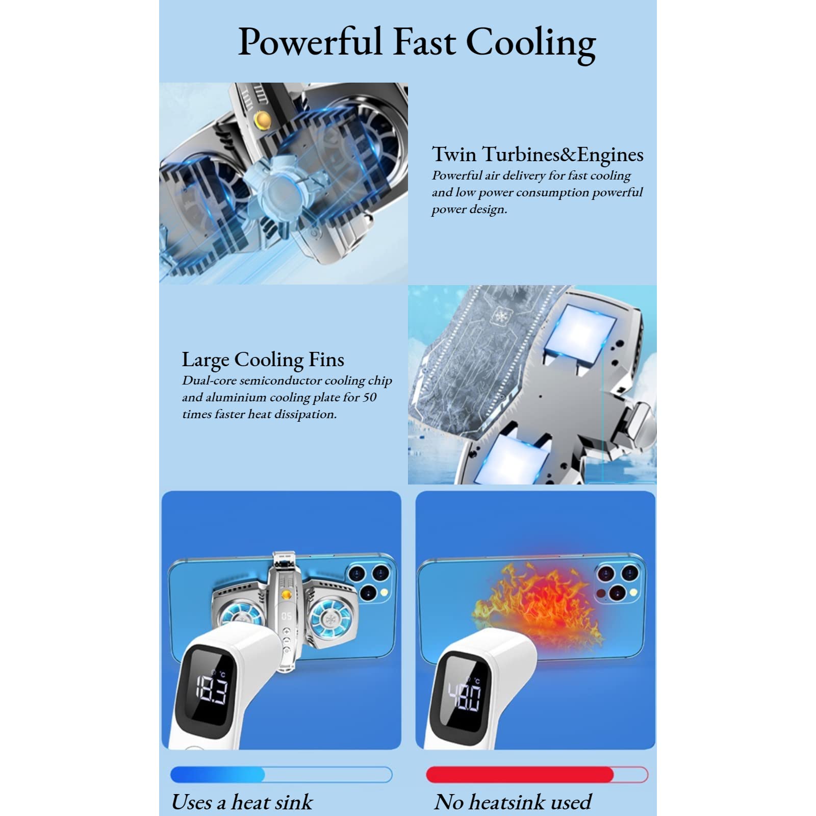 Raffreddatore Telefono, Radiatore Cellulare Semiconduttore Dual Core, Raffreddamento Intelligente a Risparmio Energetico, Radiatore di Raffreddamento Rapido per Streaming Live di