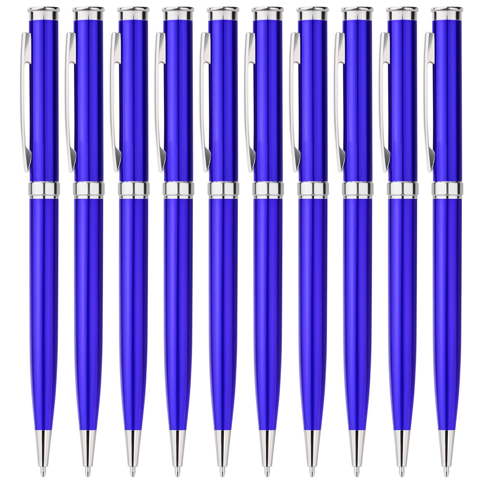 100er-Set Kugelschreiber mit 0,7 mm Schwarzes Tinte, Drehbarer Metall-Kugelschreiber für Flüssiges Schreiben, Ideal für Büro, Schule & Uni (Blau Gehäuse)