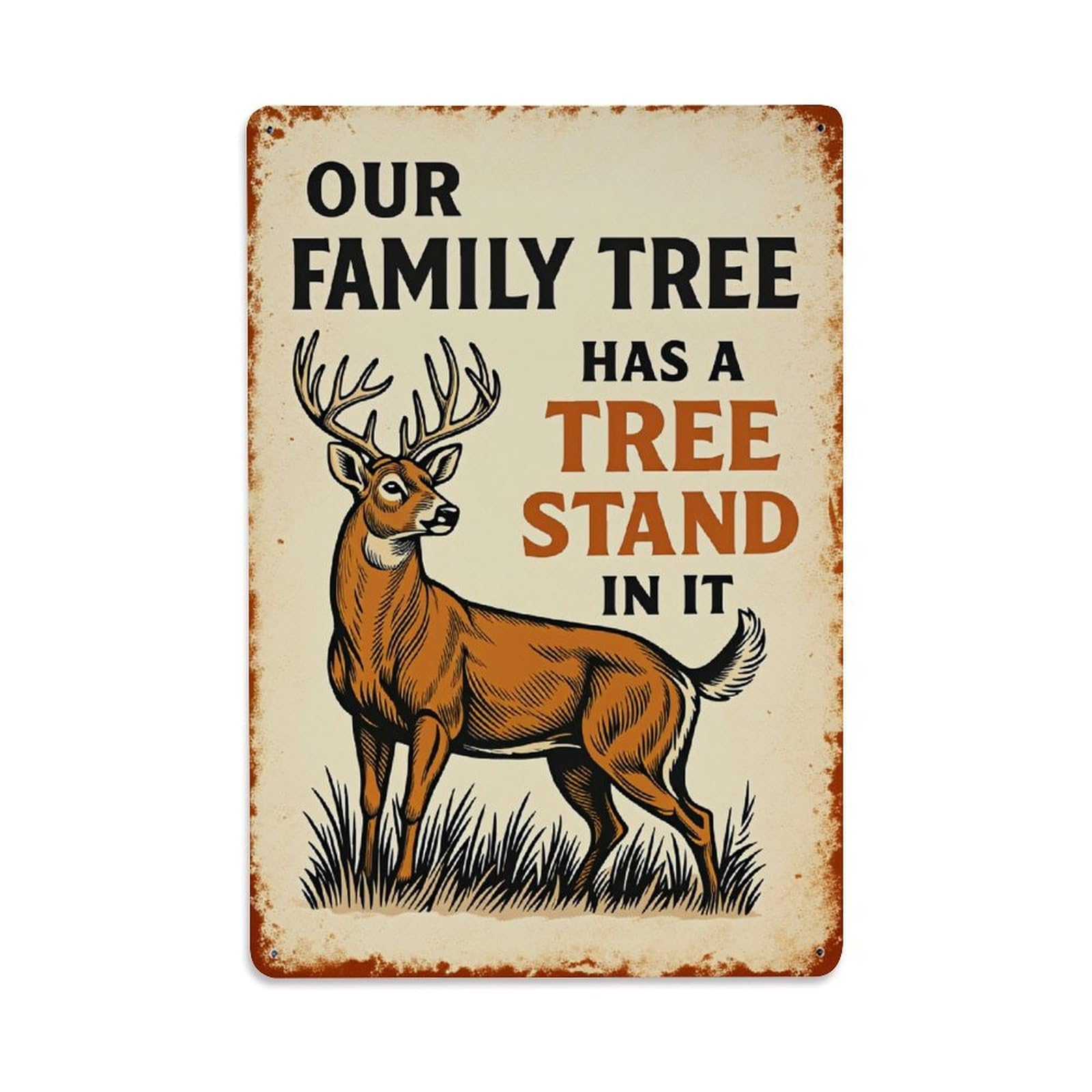 Enderetf Vintage Deer Standing In Grass With Antlers Tin Sign Metal Poster, Home Bar Garage Man Cave Cafe Indoor & Outdoor Wall Decoration 8X12inches