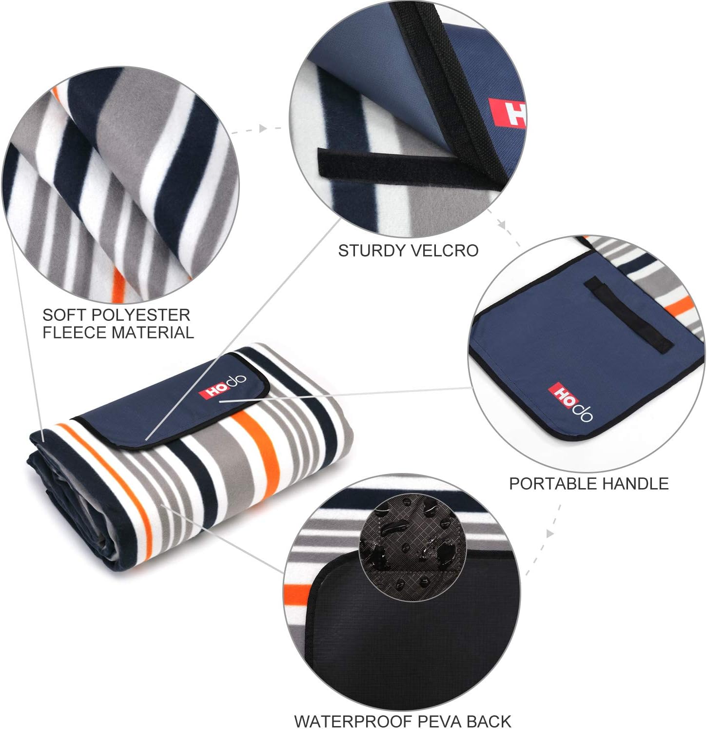 HOdo Picnic Blanket Extra Large Outdoor Camping Oversized Sandproof Mat Portable Foldable for Travel Park Grass