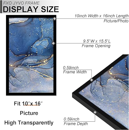 Miniatura 3 de Juego de 6 portarretratos de 10 x 16 pulgadas, marco negro para póster de fotos de 10 x 16 pulgadas, peso ligero y altamente transparente, de 10 x