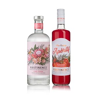 Abstinence Cape Floral Spirit and Blood Orange Aperitif, Non Alcoholic Beverage Bundle, 750ml, Award-Winning, Botanical Inspired, Zero Proof Mocktail Alternative