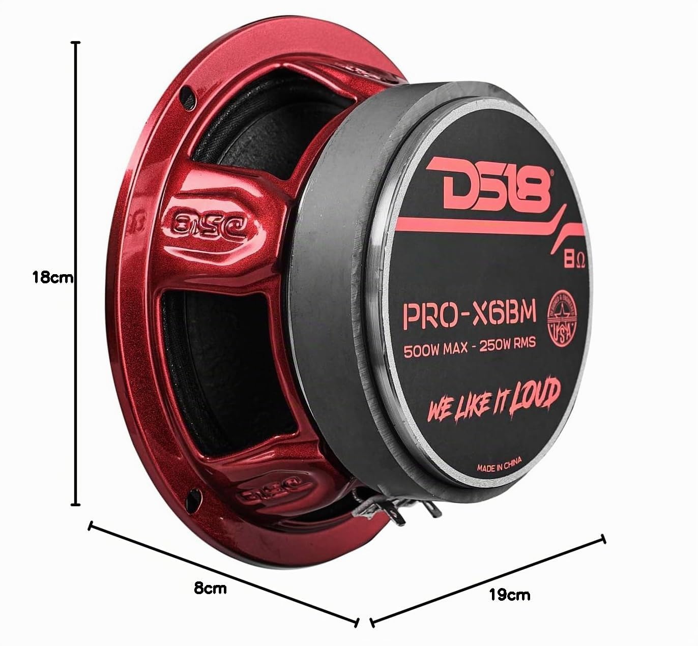 DS18 pro-x6bm Pro Serie (16,5 cm Medios Altavoz 250 Watts RMS, 500 Watts Potencia máxima)