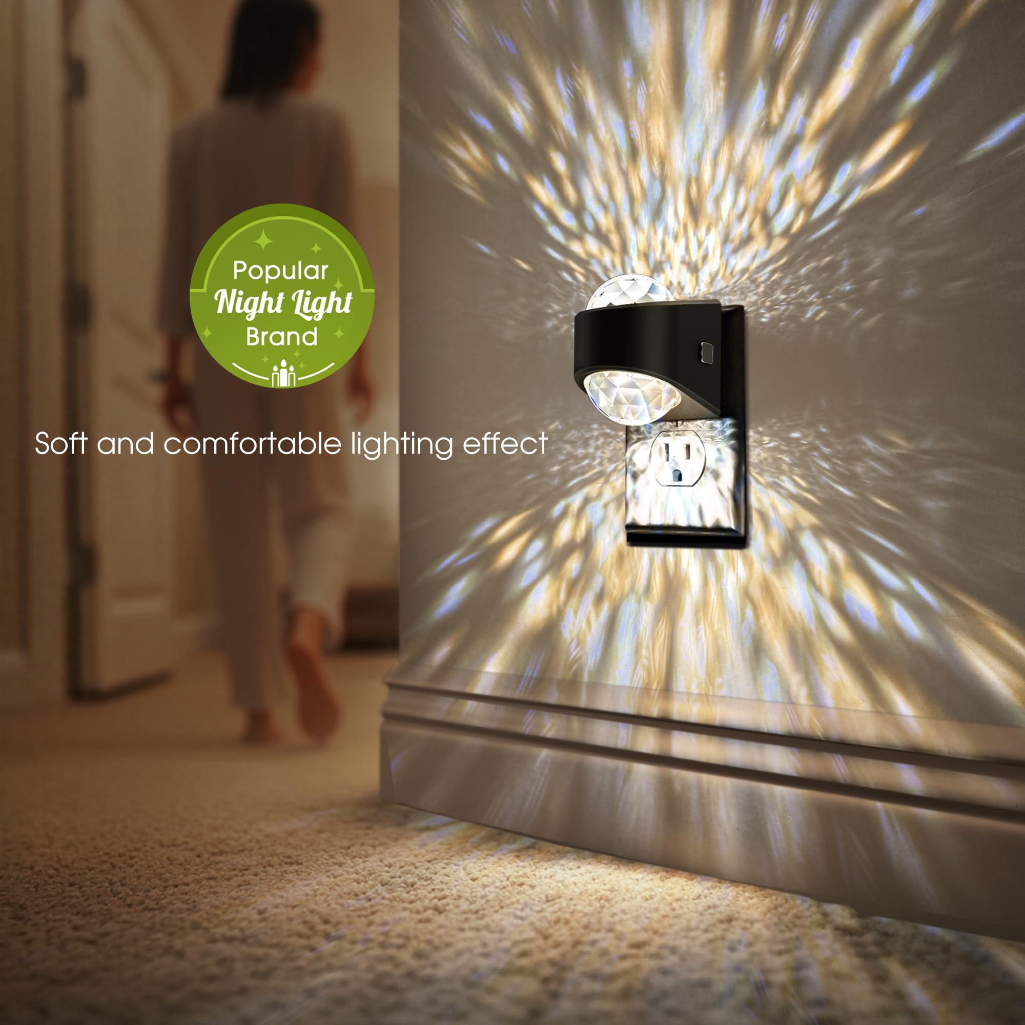 Luz nocturna, luces nocturnas se conectan a la pared, luz nocturna blanca suave para recámara, brillo regulable, luz nocturna LED con sensor de anochecer a amanecer para niños, guardería, baño
