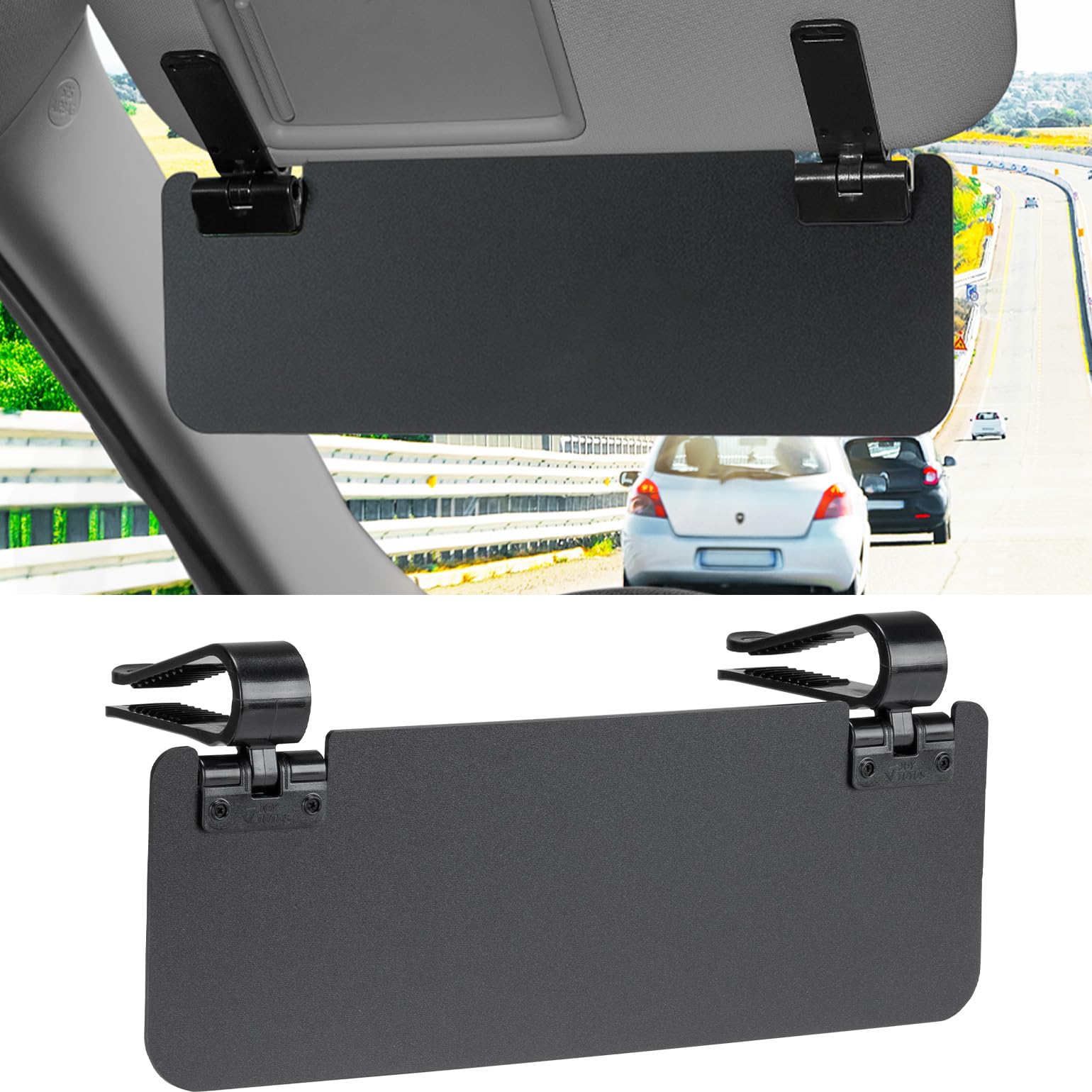 JOYTUTUS Sun Visor Extender for Cars, Opaque Sun Visor Extender Universal Sun Blocker UV400, Adjustable Visor Extension for Car Visor,Double-Clip,Anti Glare Stray Light