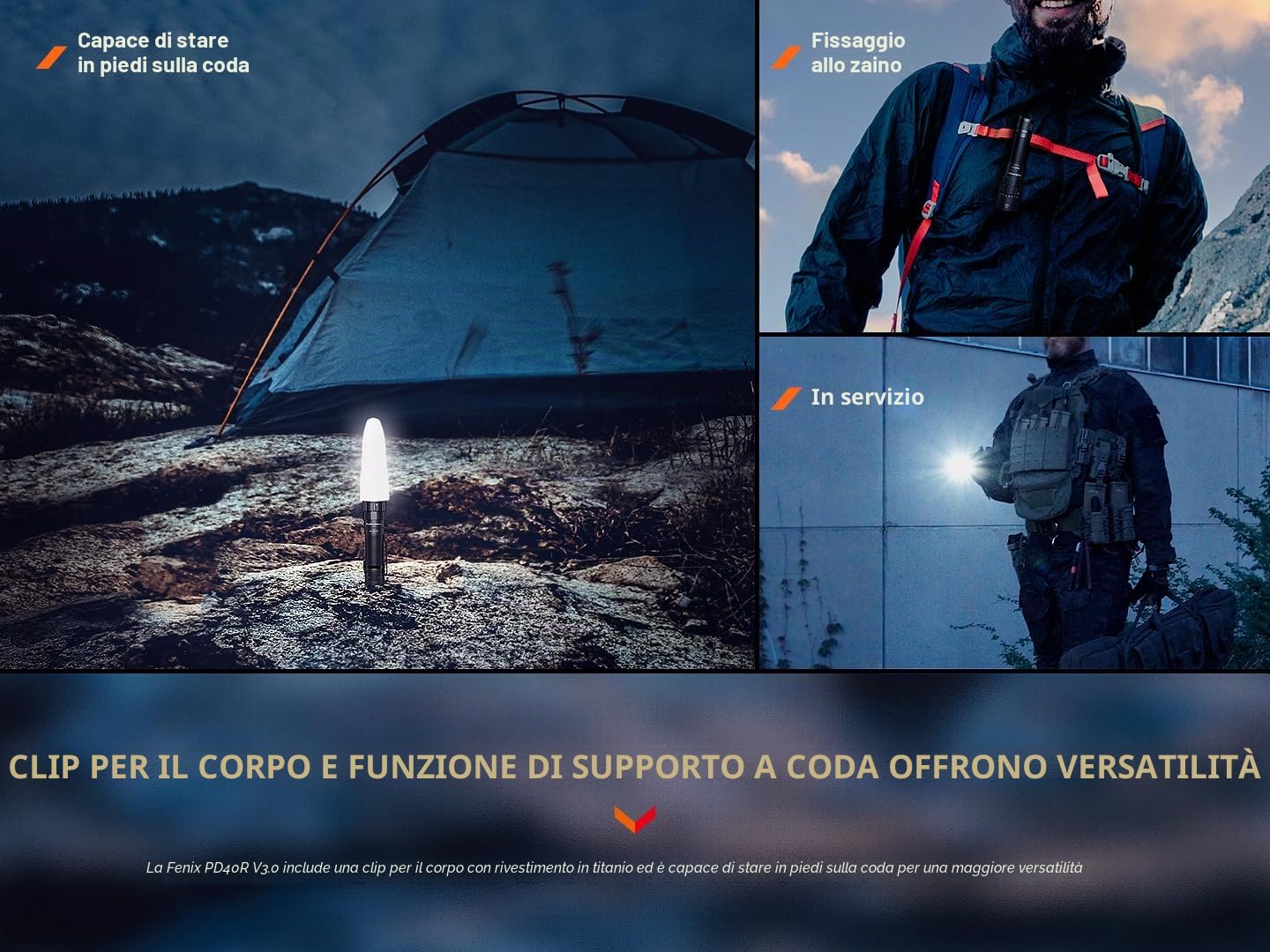 fenix PD40R v3.0, torcia a LED ricaricabile a lungo raggio ultra luminosa | 3000 lumen | 500 m | 89 ore max | interruttore rotativo meccanico | batteria di grande capacità 21700 da 5000 mAh | IP68,