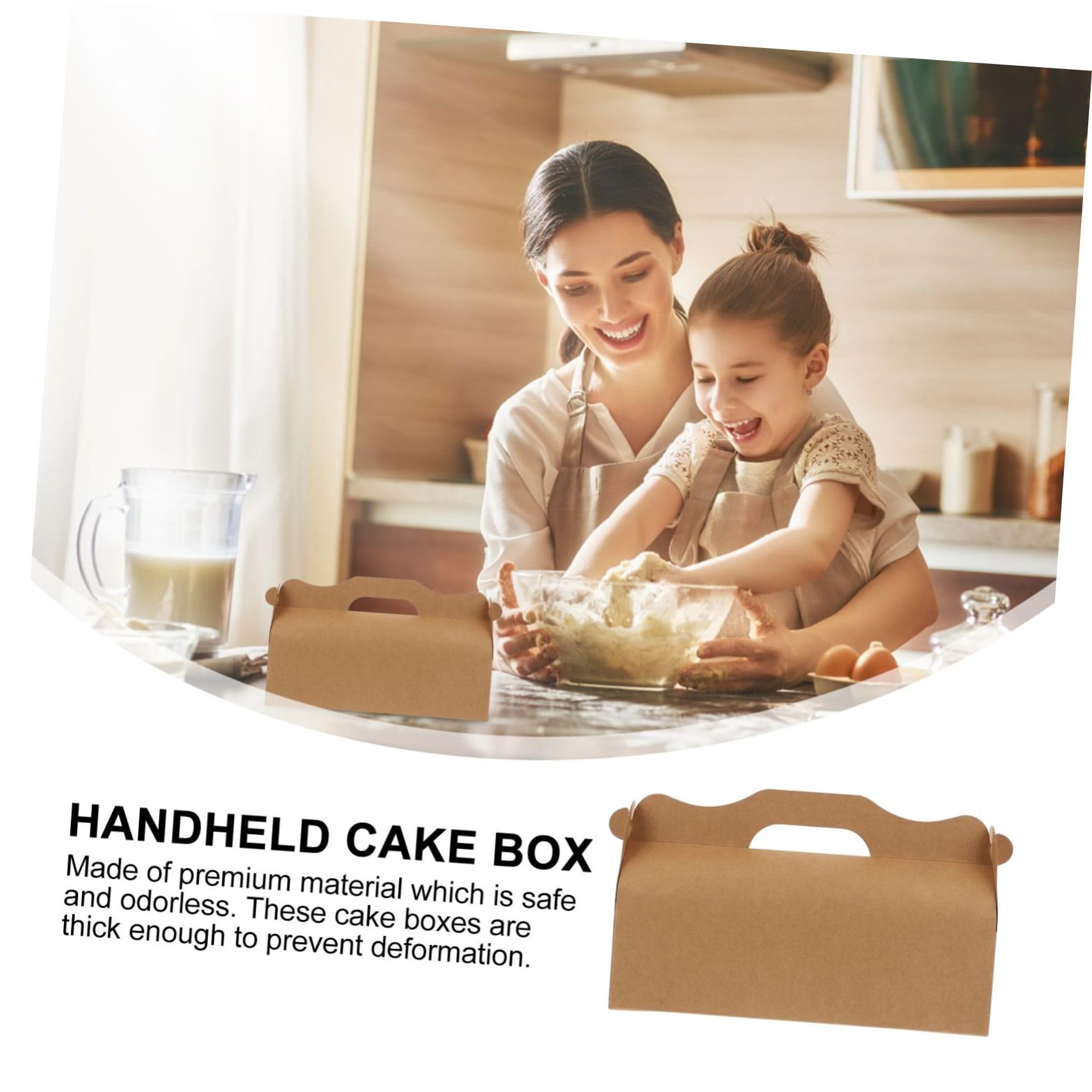 Caja para Tartas Largas de Papel Asa, Paquete de 10 Unidades, Fácil de Usar y Transportar, Adecuado para Pasteles y Postres
