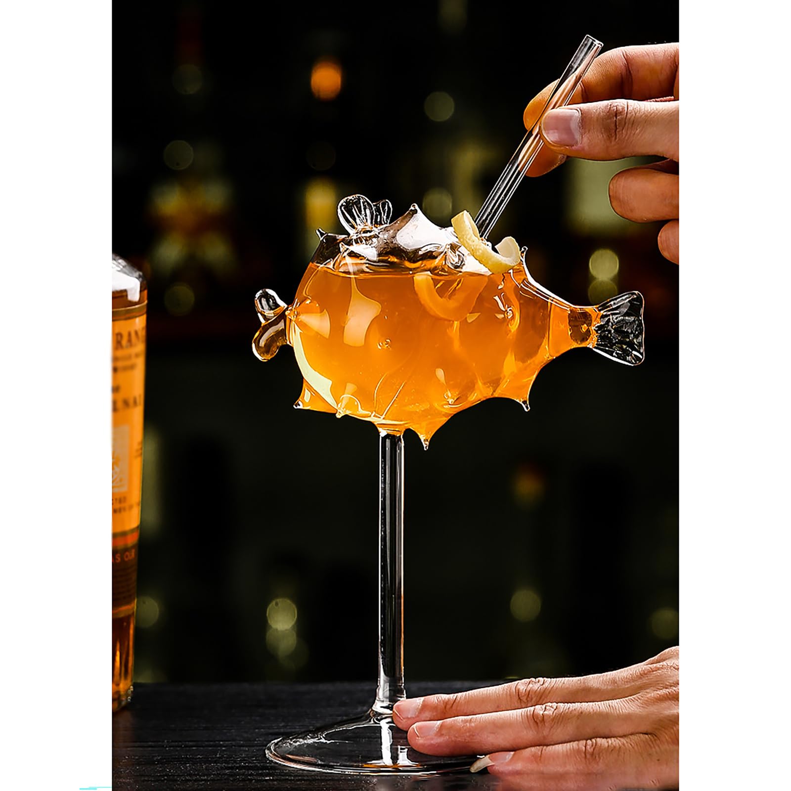 QVK Set of 2 Puffer Shape Cocktail Glasses, Crystal Glass Goblets for Party Novelty Mushroom Cups for KTV Bar Club Restaurant